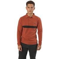 Mens Stripe Polo Shirt, Long Sleeves Regular Fit 100% Cotton Tee Top for Everyday Outdoor wear - Burnt Brick-XXL