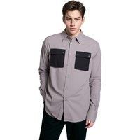 Men's Casual Long-Sleeve Shirt Regular Fit Top with Pockets