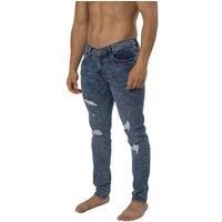 Acid Rain Washed Skinny Distressed Jeans