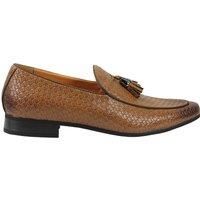 XPOSED Men's Stylish Faux Leather Tassel Moccasin Loafers in Brown | Size: 10