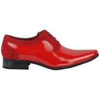 Mens Suede & Patent Shiny Leather Line Formal Oxford Lace up Italian Style Shoes [Red Patent,UK 8 EU 42]
