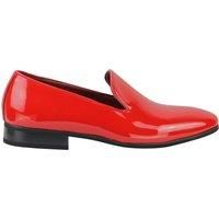 Mens Suede & Shiny Patent Leather Line Slip on Loafers Casual MOD Driving Shoes [Red Patent,UK 11.5 EU 46]