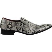 A1966H-2 - Mens Leather Lined Slip on Loafers Snake Skin Print Shiny Patent