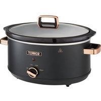 Tower T16043BLK Cavaletto 6.5 Litre Slow Cooker with 3 Heat Settings, Cool Touch Handles, Black and Rose Gold
