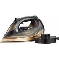 Tower T22022GLD Ceraglide 360 Cord Cordless Steam Iron with Rapid Heat-Up and Recharge, 2800W, Black and Gold