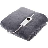 Carmen Core C81148 Fleece Luxury Electric Heated Flow and Over Blanket with 9 Heat Settings, Adjustable Timer and 230gsm Flannel Fleece Material, Grey
