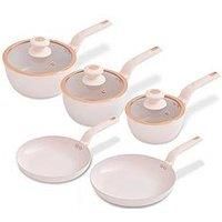 Tower T800232PNK Cavaletto 5 Piece Cookware Set with 16cm, 18cm, 20cm Saucepans and 24cm, 28cm Non-Stick Frying Pans, Pink & Rose Gold