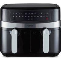 Tower T17088 Vortx 9L Dual Basket Air Fryer with 10 One-Touch Presets, 1800W Power, Black