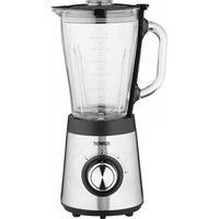 Tower T12073 DuraGlass Jug Blender with Grinder Attachment, 500W, Stainless Steel