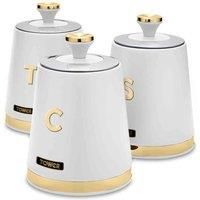 Tower T826131WHT Cavaletto Kitchen Storage Canisters, White & Champagne Gold