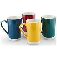 Tower T874010 Set of 4 Jewel Latte Mugs, Tea, Coffee, Assorted Colours