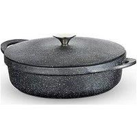 Tower T900191 Shallow Casserole Dish with Aluminium Lid, Lightweight Cast Aluminium, 28cm, Black
