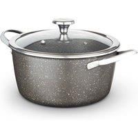 Tower T900204 Cerastone Pro 24cm Forged Aluminium Casserole Dish with Tempered Glass Lid, Non-Stick Coating, Graphite