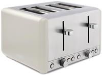 Tower T20051MSH Cavaletto 4-Slice Toaster with Defrost/Reheat, Stainless Steel, 1800W, Latte with Chrome Accents
