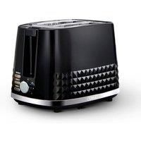 Tower T20082BLK Solitaire 2 Slice Toaster Black Chrome Accents, 850W, Black