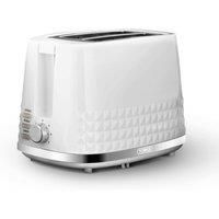 Tower T20082WHT Solitaire 2 Slice Toaster, Chrome Accents, 850W, White