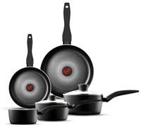 Tower T700314 SmartStart Gourmet 5 Piece Cookware Set with Easy Clean Aeroglide Non-Stick Coating, Oven Safe, Long Lasting, PFOA Free