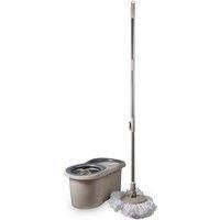 Tower T869001MSH Classic Spin Mop with Stainless Steel Wringer and Collapsible Handle, Latte