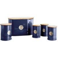 Tower T826213MNB 5 Piece Storage Set, 18/8 Stainless Steel, Blue