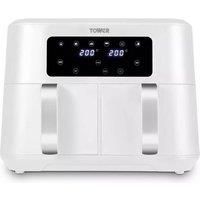 Tower T17137WHT Vortx Dual Basket Air Fryer with Two 4.25L Baskets 2400W White & Chrome