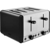 Tower T20086BLK Sera 4 Slice Toaster with 6 Browning Levels, Removable Crumb Tray, Defrost/Reheat/Cancel Functions, 1800W, Black