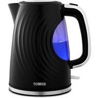 Tower T10083BLK Java Textured Kettle with Large Viewing Window & Blue Light, 360 Degree Base, 3000W, 1.7L, Black