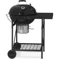 Tower T978572 Kettle Grill with Built-in Side Table, Removable Lid, Storage Holder, Airflow Vent, Black