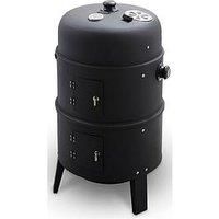 Tower T978573 2-In-1 Smoker Grill with Charcoal & Smoker, Heat Resistant Steel Body, Airflow Vent & Temperature Gauge, Black