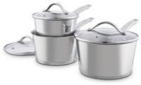 good FOOD Stainless Steel 3pc Saucepan Set - Grey