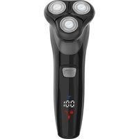 Carmen C81209 Hydra Men’s Professional IPX7 Triple Headed Rotary Shaver with LED Display, 3D Multi-Flex Pivot Rotary Blades with Pop-up Trimmer, Two Speed Settings and 90 Minute Quick Charge, Black