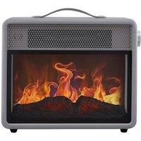 Swan SH27034 Retro Flame Effect Heater with Adjustable Thermostat, Independent Flame Effect, Quiet Operation, Overhear and Tip Over Switch Protection, 1.8KW, Grey
