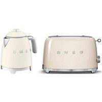 Smeg Mini Kettle and 2-sl Toaster, 50’s Style Retro Range, Cream