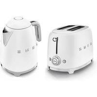 Smeg Kettle 1.7L 3Kw & 2 Slice Toaster, 50’s Style Retro Range in Matte White