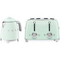 SMEG Mini Kettle and Toaster Set, 4 Slice, 2000W, Green, KLF05PGUK/TSF03PGUK