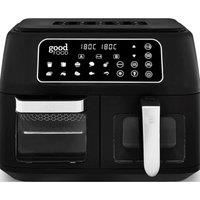 GF17015 Good Food in Partnership with Tower, 10L Dual Side Oven & Basket Air Fryer with Vizion Viewing Windows, 10 Pre-sets, Match Cook & Sync Functions, 2400W, Black