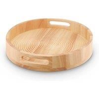 Sur La Table SLT847089 Large Round Serving Tray for Food and Drinks, Easy to Clean, Made from Hevea Wood with FSC Certified Materials, 35.6 x 35.6 x 6.4cm, Colour Me Happy, Natural Wood