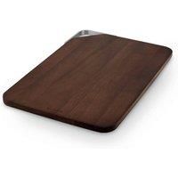 Sur La Table Large Rectangular Chopping Board, Serving Board, Acacia Wood, Brushed Nickel Handle, Walnut Colour