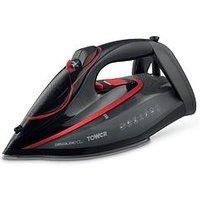 Tower T22034RED Steam Iron with Ceraglide XL Ceramic Soleplate, AI One Temp Technology, Anti-Drip & Anti-Calc, 350ml Water Tank, 3100W, Red & Black