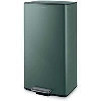 Tower T838020FOR 40L Rectangular Pedal Bin, Made from Strong & Durable Carbon Steel, Inner Bucket, Carbon Filter Compartment, Forest Green