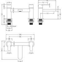 Nuie Arvan Deck Mounted Bath Filler Tap Brushed Brass Dual Lever Modern Bathroom