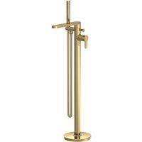 Nuie Arvan Freestanding Bath Shower Mixer Tap with Shower Kit - Brushed Brass