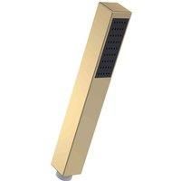 nuie HO810 Accessories Modern Bathroom Square Minimalist Shower Single Function Handset, 231mm, Brushed Brass