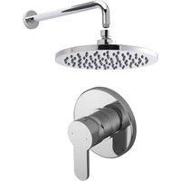 Nuie Arvan Round Manual Concealed Shower Valve with Fixed Head and Arm - Chrome