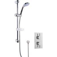 Nuie Twin Round Thermostatic Concealed Shower Valve Slider Rail Kit Chrome