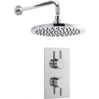 Nuie Twin Round Thermostatic Concealed Shower Valve Fixed Head and Arm Chrome