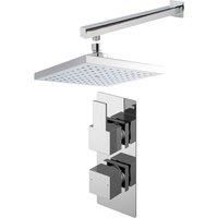 Nuie Sanford Twin Square Thermostatic Concealed Shower Valve Fixed Head Chrome