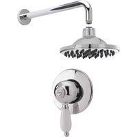 Nuie Edwardian Round Manual Concealed Shower Valve Fixed Head and Arm Chrome
