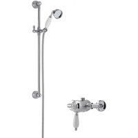 Nuie SBT52MV1 Bundle Traditional Bathroom Exposed Manual Shower Valve and Victorian Inspired Slider Rail Kit, Chrome