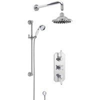 Nuie Victorian Curved Triple Thermostatic Concealed Complete Mixer Shower Chrome