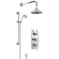 Nuie Edwardian Triple Thermostatic Concealed Complete Mixer Shower - Chrome